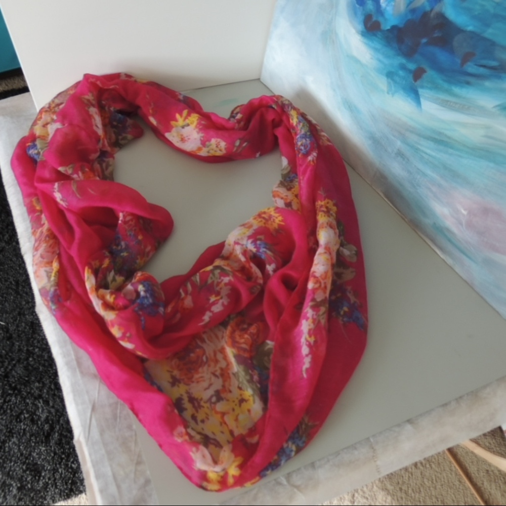 Pink Floral Infinity Scarf - Picture 4 of 9